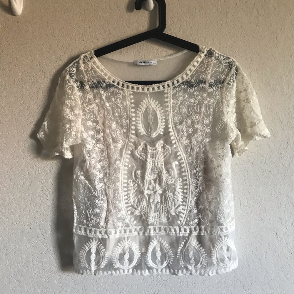 Sheer lace top with attached tank